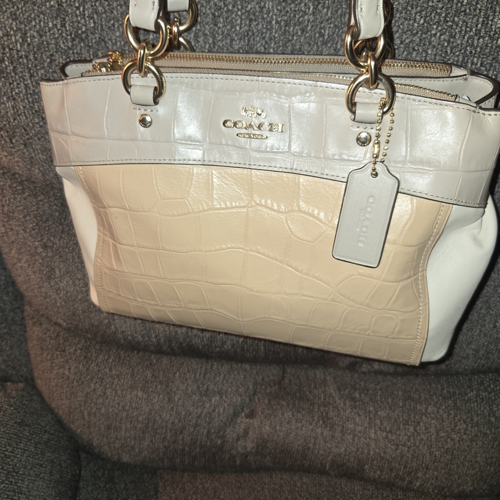 Coach Two-Tone Croc-Embossed Shoulder Bag